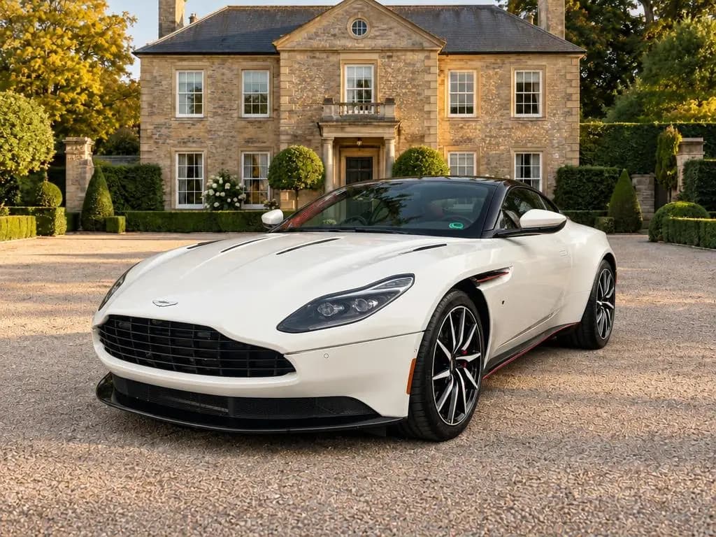 Aston Martin DB11 front three-quarter view, after CarShots Estate Driveway background