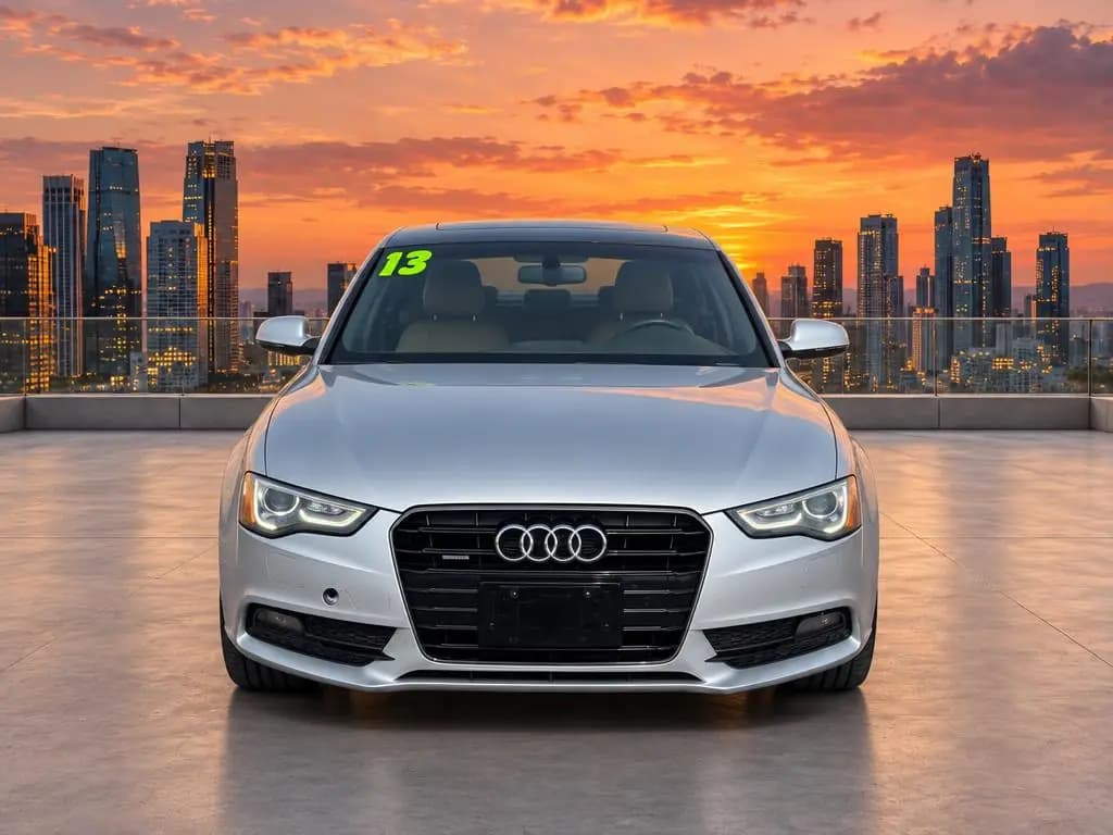 Audi A5 Cabriolet front view, after CarShots City Rooftop background